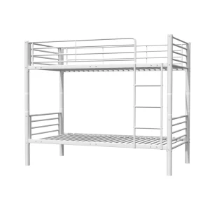 Strong Load bearing Bunk Bed White Dormitory Hostel Double Metal Bed Steel Frame Furniture