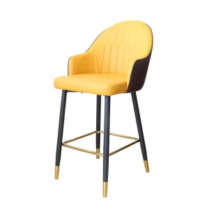 Strong Metal Frame Quiet Floor Protectors Bar Chair High Density Leather Comfortable Bar Chair