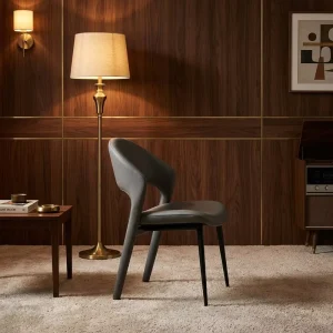 Strong Metal Industrial Black Legs Dining Leather Chairs Restaurant PU Nordic Leather Dining Chair