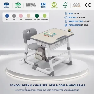 Student Adjustable Plastic Desks Chairs for Primary Secondary School Learning Modern Design Durable Height Adjustable Tutoring