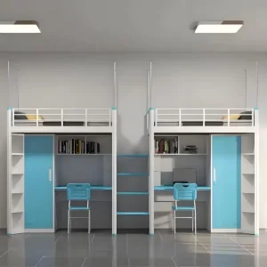 Student Bed Profile Steel Two Piece University Dormitory Bed Customization Upper and Lower Desk Combination Bed
