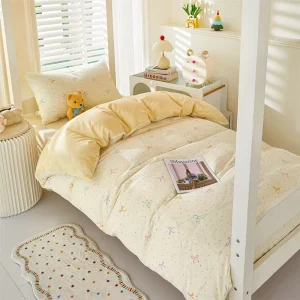 Student Dormitory 12868 Cotton Printed 3 Piece Set with Bed Sheets and Pillowcases