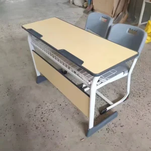 Student Double Seat Desk and Chair Set Kids Study School Furniture Desk School Chairs and Tables for Sale