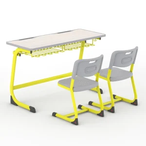 Student Double Seater Desks Chairs Secondary School Home Office Metal Frame Eco-Friendly School
