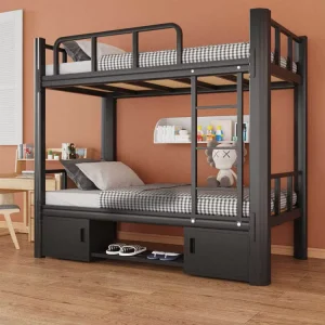 Student Iron Modern Bunk Beds for School Hospital Hotel Dormitories with Double Storage for Boys Teenagers