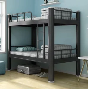 Student School Dormitory Double-Decker Bunk Beds Steel Iron Frame Low Profile Minimalist Design Commercial Grade Metal Bedroom