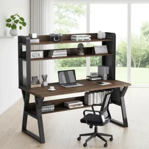 Student Wooden Study Desk with Storage Bookshelf Modern Standing Desk for Home Office Work Learning Commercial Grade JRM-1051