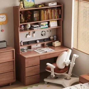 Study Desk Table Rubber Wood Metal Modern Square Design Pegboard Flexible Storage Playful Home Study