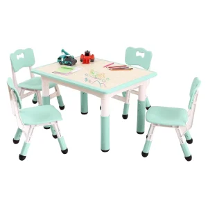 Study Table Chair Kids Height Adjustable Rectangular Graffiti Desktop Multi Activity School Montessori Plastic Hospital Park