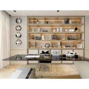 Study Wooden Library Wall Bookcase Shelf Custom Bookcases Living Room