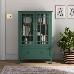 Stunning Spacious Storage Wooden Cabinet Large Display Drawers Glass Doors For Bedroom Office Beautiful Book Display Cabinet