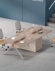Sturdy Commercial Office Desk Set Easy to Assemble 4 Seater Cubicle Workstation with Privacy Screen