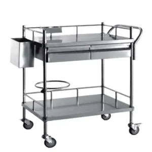 Sturdy Medical Nursing Trolley Double Drawer Instrument Cart for Hospital Use Stainless Steel Construction