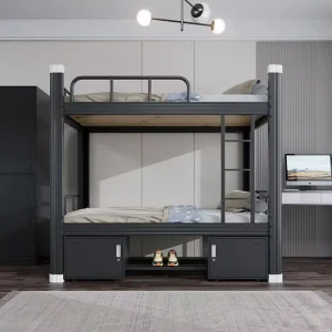 Sturdy Modern Metal Bunk Bed Frame Double Layer for Adults and Kids Dormitory Hotel School Use