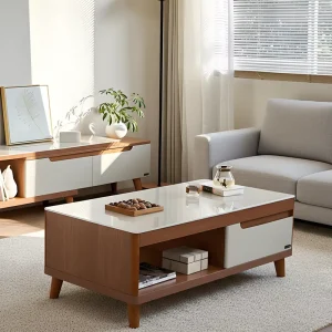 Sturdy Modern Square Wooden Coffee Table Tea End Set Eco Friendly Durable Movable Panel Customizable Easy Assembly Living Room