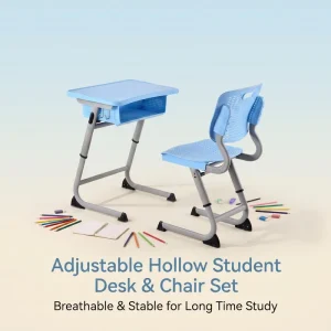 Sturdy Modern Student Desk Chair Set 1 Drawer Height Adjustable Thickened Metal Frame School Furniture for Classroom Tutoring