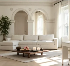 Sturdy Sectional Fabric Sofa Comfortable Indoor Lounge Sofa Construction for Home Apartment Decoration
