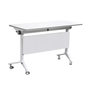 Sturdy Steel Bases and Durable Laminate Tops Rectangle Wooden Training Table with 360 Wheels for Media Centers