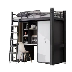 Sturdy Steel Bunk Bed with Detachable Twin Frame for School and Dormitory