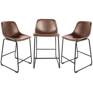 Sturdy Stylish & Ergonomic PU Bar Stool with Stability for 34″ 38″ High Tables in Living Room Kitchen Dining Hotel