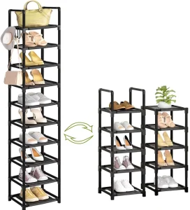 Sturdy Ten layer Iron Revolving Foldable Shoe Storage Cabinet for Dormitory Living Room Warehouse & Entry