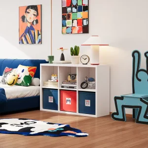 Sturdy White Metal Floor Standing Cabinet with Storage Baskets for Bedroom