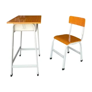 Sturdy Yellow Classroom Desk and Chair Set With Metal Book Box Storage Bin for Commercial School Furniture Supply