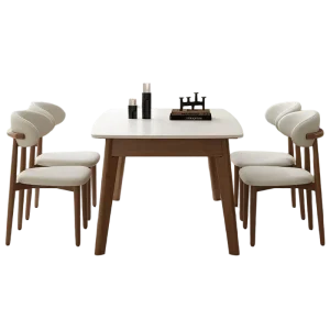 Stylish 4 Seater Solid Oak Wood Dining Table Set with Modern Design Wooden Frame Dining Chairs for Home and Hotel Use