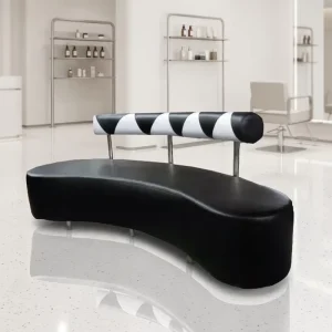 Stylish Black Leather Contemporary Waiting Chair with Tapered Legs Comfortable & Durable for Commercial Cafes Salons Apartments