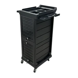 Stylish Black Salon Trolley Cart Practical Hair Salon Organization Trolley for Home Kitchen Use Durable Plastic for Living Room