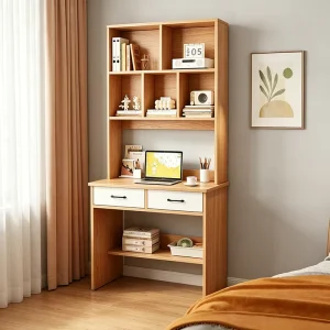 Stylish Computer Desk with Bookshelf and Drawer Storage Modern Office Furniture Solution