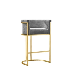 Stylish Curved Backrest bar Chair Modern Upholstered Counter Height Grey Pu Stools bar Chairs