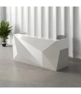 Stylish Eco Friendly Diamond Bump Front Design Artificial Stone Commercial Hotel Hospital School Mall Reception Table