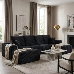 Stylish Home Decor 5-Star Hotel Standard Compressed Sofa Corduroy Sofa for Living Room