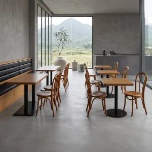 Stylish Industrial Decor Mid-century Style Tables Chairs and Booths for Leisure Cafes and Western Restaurants