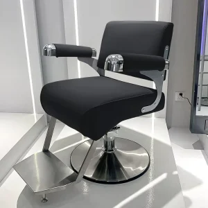 Stylish Modern Stainless Steel Barber Chair for Beauty Salons Barber Shops Comfortable Perming Coloring Seat Swivel