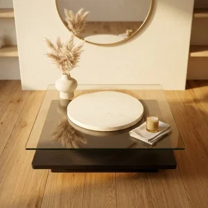 Stylish Square Coffee Table Premium Black MDF Single Piece Streamlined Nordic Design for Living Room Interior