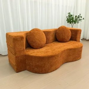 Stylish Two Seat Convertible Sectional Sofa Bed Modern Design Removable Cover Couch for Small Apartments Lofts