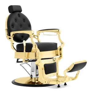 Stylist Hydraulic Barber Chair Heavy Duty Golden Aluminum Alloy Luxurious Barber Chair with Extra Wide Seat for Barbershop Home