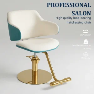 Sulin New Modern Minimalist Ergonomic Salon Barber Chair Blue White Two Tone Customizable Colors Height Adjustable 360 Degree