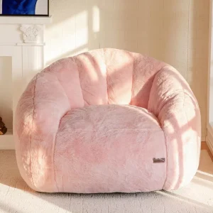Super Large Shell Shaped Single Person Bean Bag Chair Modern Ergonomic Giant Leisure Sofa Velvet Fabric for Adults and Kids