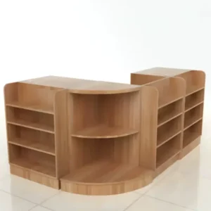 Supermarket Grocery Store Wooden Cashier Table and Cash Counter Display