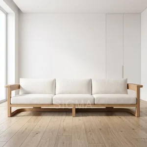 Sustainable Solid Teak Wood Outdoor Three Seat Sofa for Hotel Resort Garden Patio Lounge Area with Modern Nordic Style