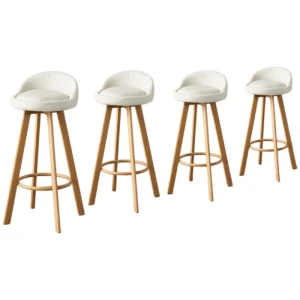 Swivel 4 Leg Bar Stool Braided Footrest Natural Finish Low Back Easy Clean No Slip SGS Certified Base for Kitchen Pub Counter