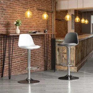 Swivel Adjustable Bar Stool With Backrest Chrome Metal Stand Modern Counter Height Chair for Kitchen Bar Restaurant