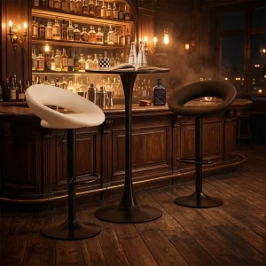 Swivel Bar Stool Adjustable Height PU Leather Backrest Counter Chair Chrome Base Footrest for Bar Cafe Home Kitchen Pub