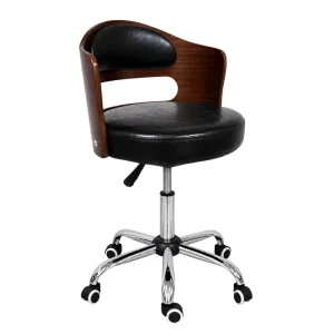 Swivel Office Chair Wrap Around Cutout Back Circular Seat Gas Lift Adjustable Chrome Star Base Rolling Casters for Home Desk