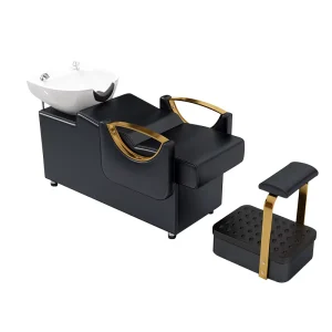 Synthetic Leather Sponge Shampoo Chair High Pedal Ceramic Shampoo Bed New Design for Barber Shops Hair Salons Spa