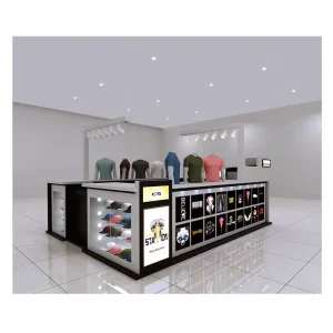 T-shirt Kiosk Retail Clothes Display Counter Black T-shirt Garment Stall Mall Center