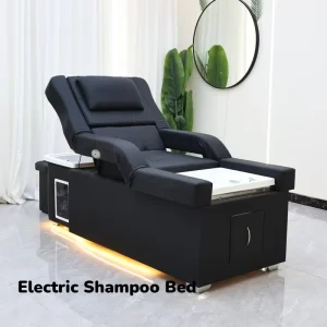 T099 Custom Electric Pedicure Shampoo Bed with Adjustable Headrest Synthetic Leather Material for Professional Salon Use